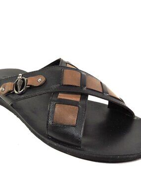 GOODMAN 🇮🇹 MEN'S BROWN SOFT LEATHER COMFORT SUMMER FLAT SANDALS
